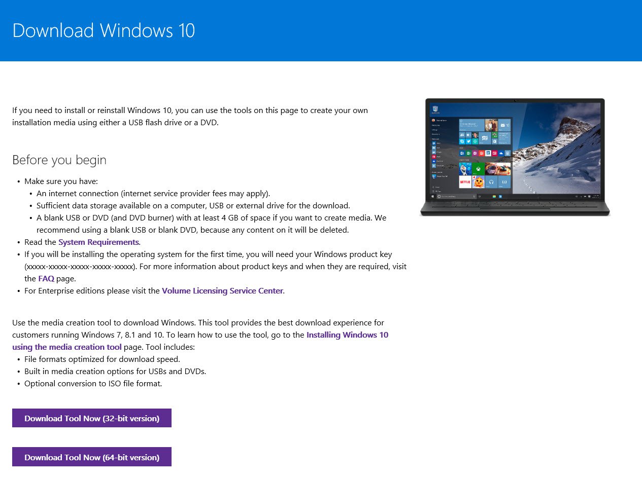 installing windows 10 free version